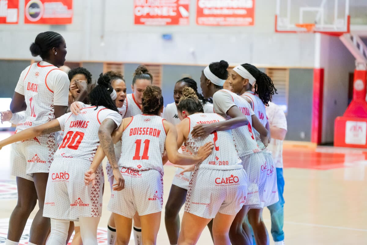 Jasmine Thomas, Ashunae Durant and Elena Zemoura (La Tronche Meylan) against Toulouse M.B., La Boulangère Wonderligue, October 7, 2026