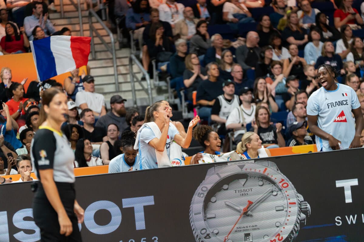 Romane Bernies and Marième Badiane (France (W)) against China (W), Women's World Cup, September 10, 2026