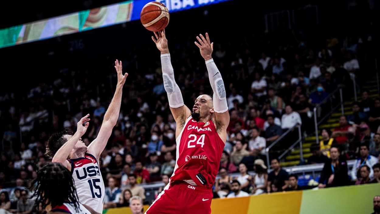 Dillon Brooks (Canada) against the United States at the 2023 World Cup Dillon Brooks (Canada) against the United States at the 2023 World Cup