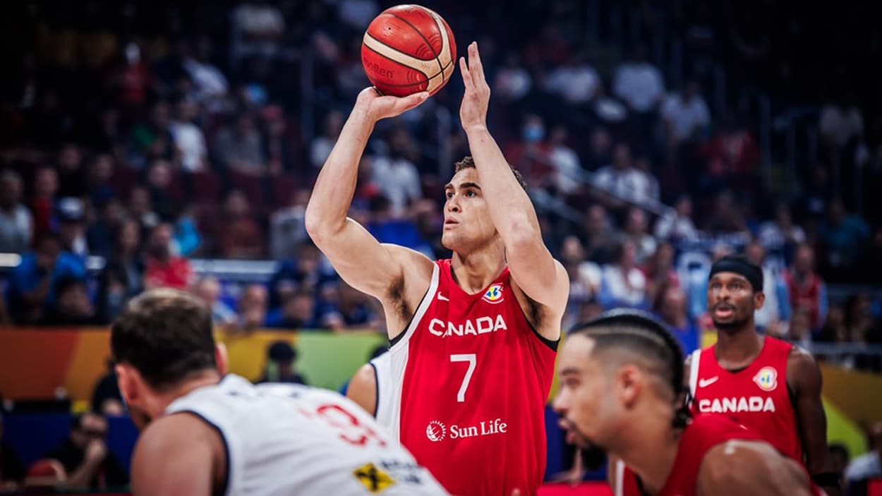 Dwight Powell (Canada) during the 2023 World Cup Dwight Powell (Canada) during the 2023 World Cup