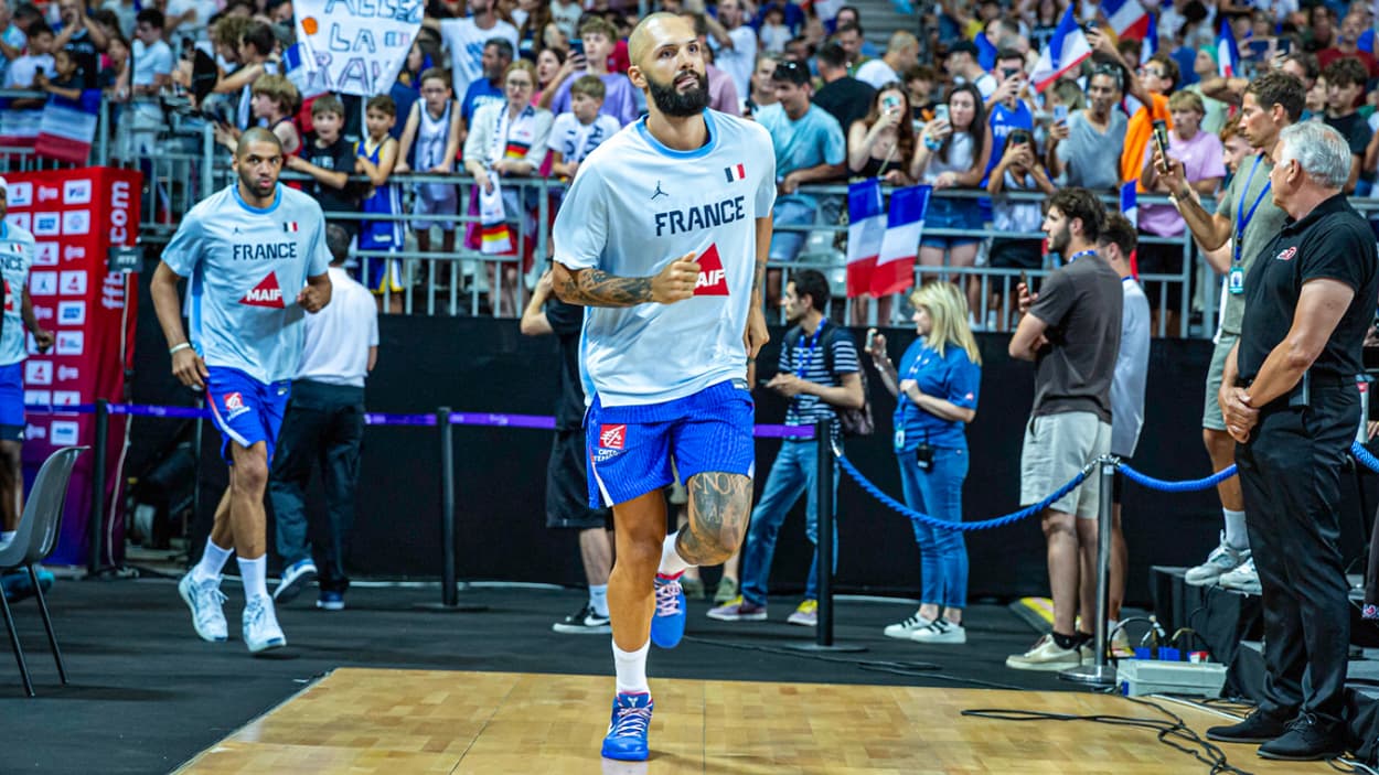 Evan Fournier (France) at the team presentation Evan Fournier (France) at the team presentation