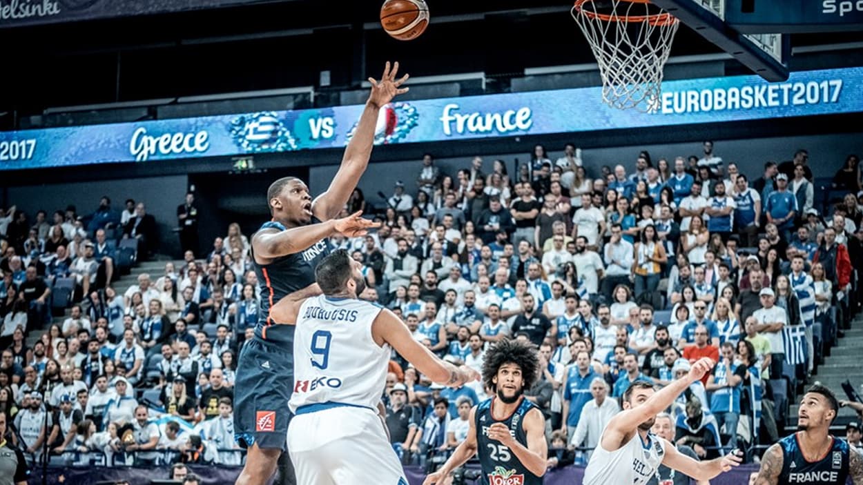 Kevin Seraphin (French national team) shooting Kevin Seraphin (French national team) shooting