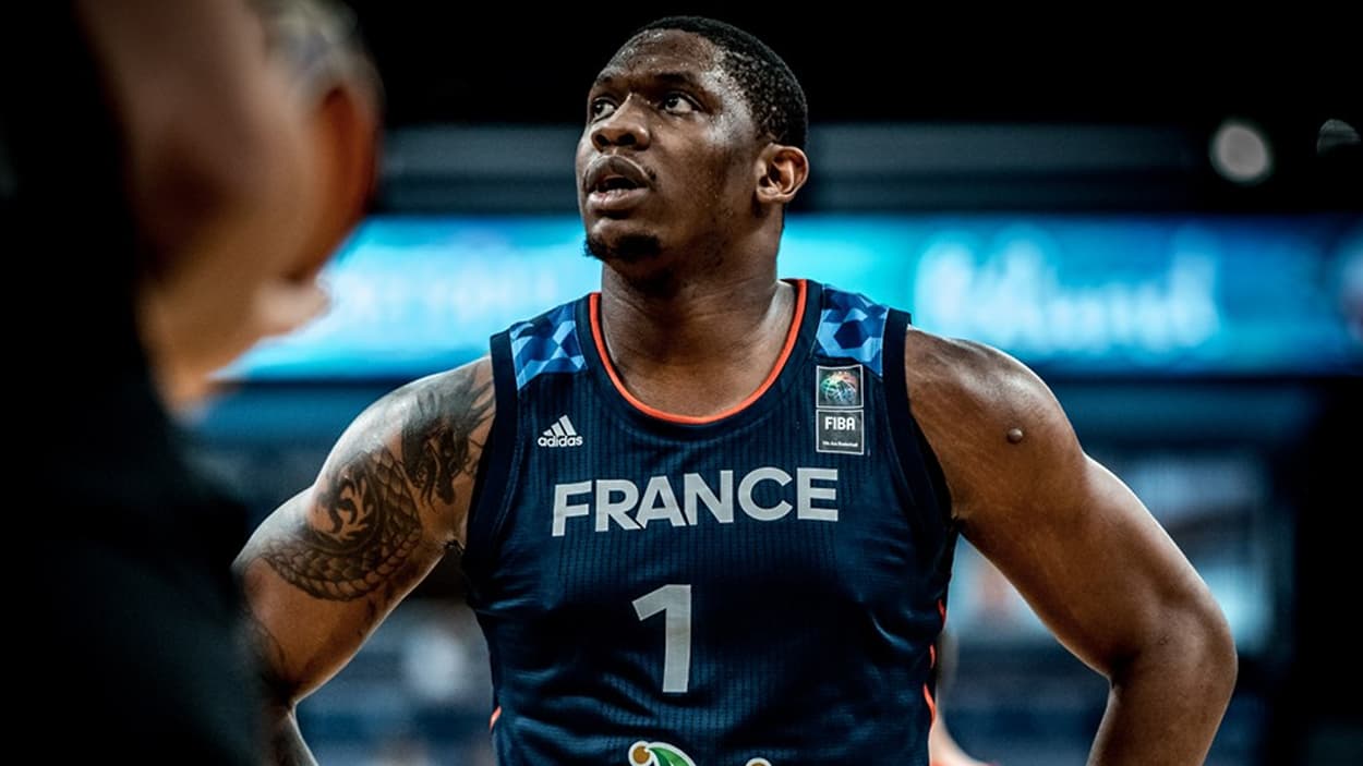 Kevin Seraphin wearing the French national team jersey Kevin Seraphin wearing the French national team jersey
