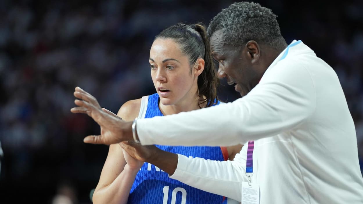 Sarah Michel-Boury with head coach Aimé Toupane Sarah Michel-Boury with head coach Aimé Toupane